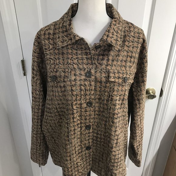 Long Sleeve Paisley Button Up Top 2x - Picture 9 of 12